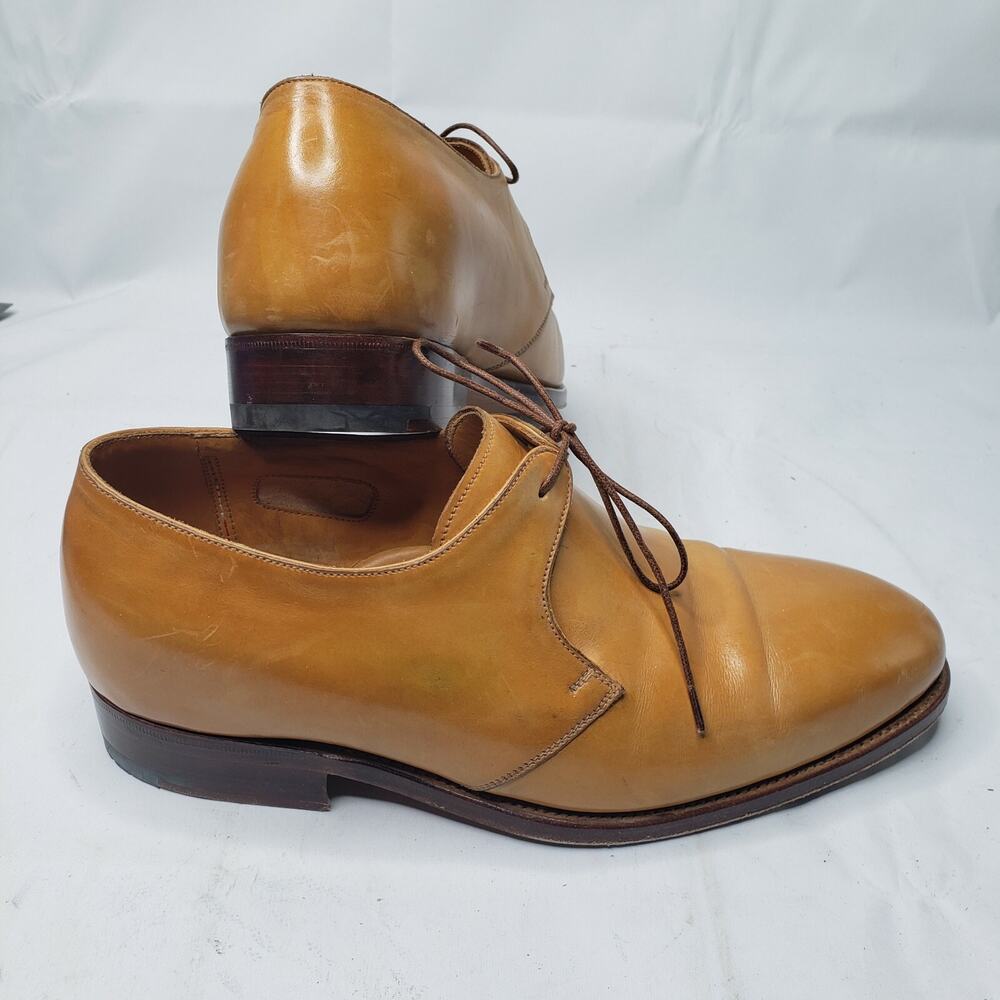 RARE SILVANO LATTANZI BROWN TAN SMOOTH LEATHER SINGLE LACE DRESS SHOES SIZE 6